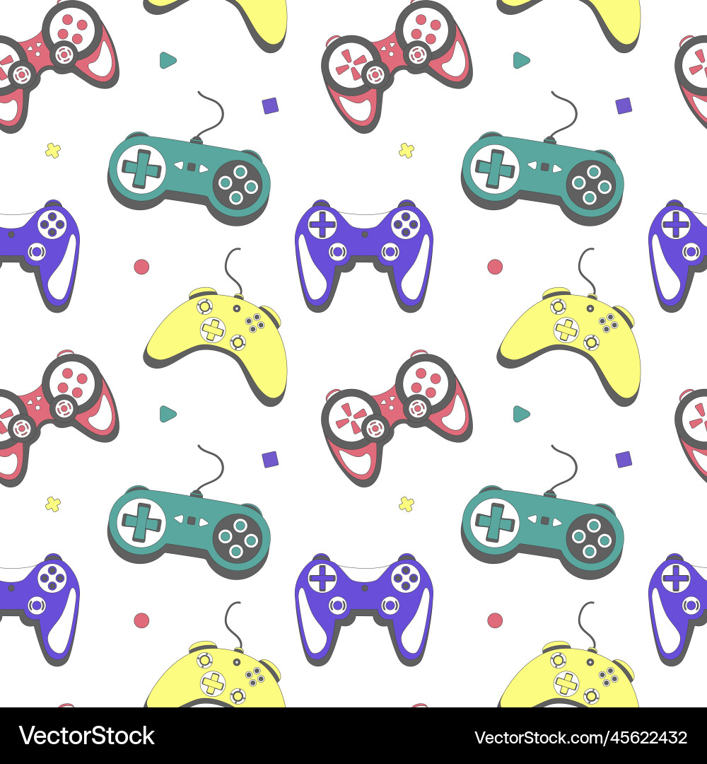 Seamless pattern gamepad controller vector image