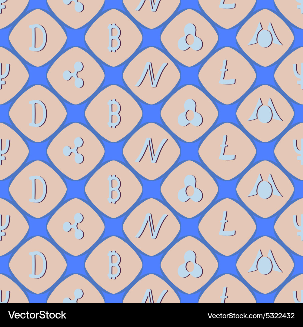 Seamless pattern with different cryptocurrency vector image