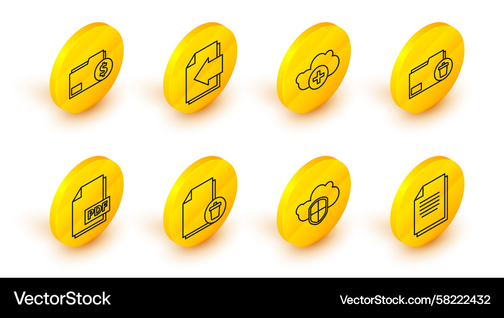 Set line document cloud and shield delete file Set line document cloud and shield delete file Vector Image