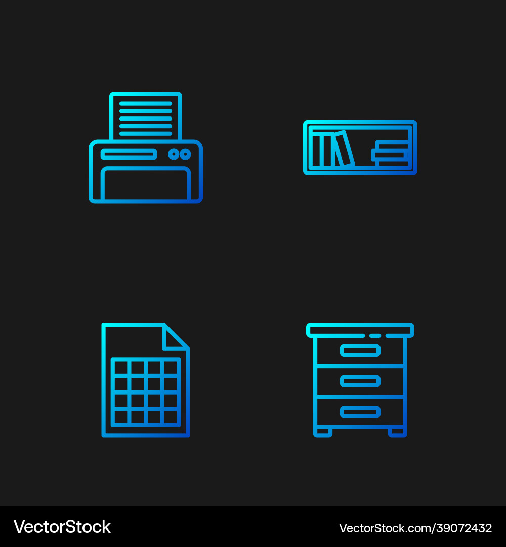 Set line drawer with documents file printer Set line drawer with documents file printer vector image