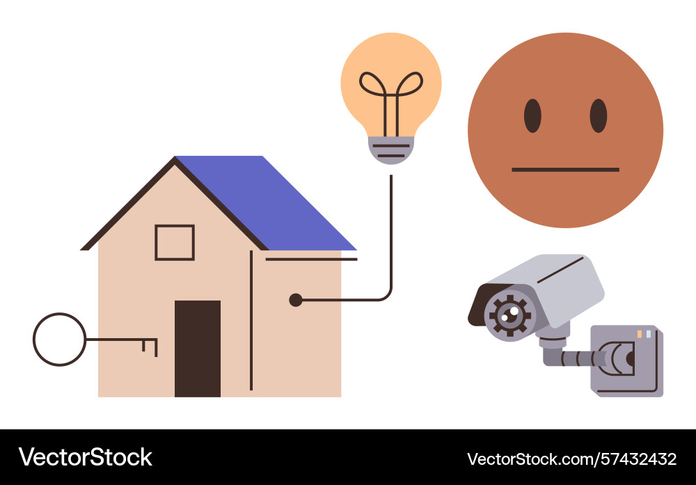 Smart home security setup with cctv key access Smart home security setup with cctv key access Vector Image