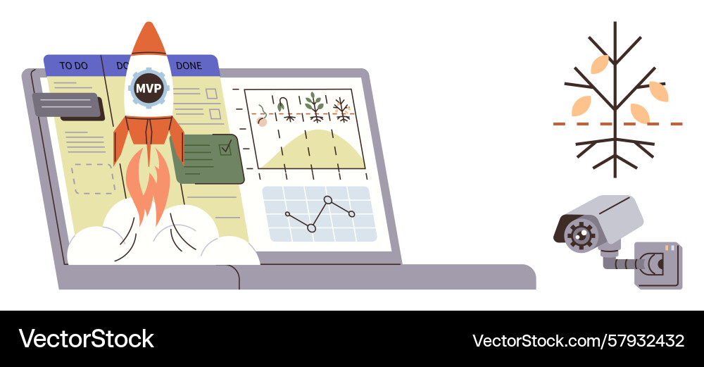 Start-up concept with rocket launch data charts Start-up concept with rocket launch data charts Vector Image