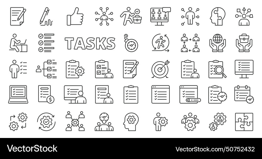 Tasks icons in line design tasking to do Tasks icons in line design tasking to do vector image