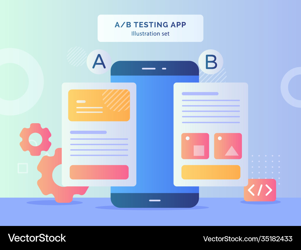 A b testing app set result comparing two web site A b testing app set result comparing two web site vector image