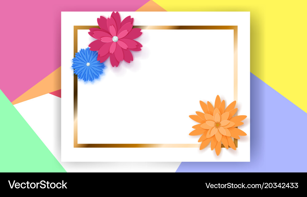 Background with rectangle frame and flowers vector image