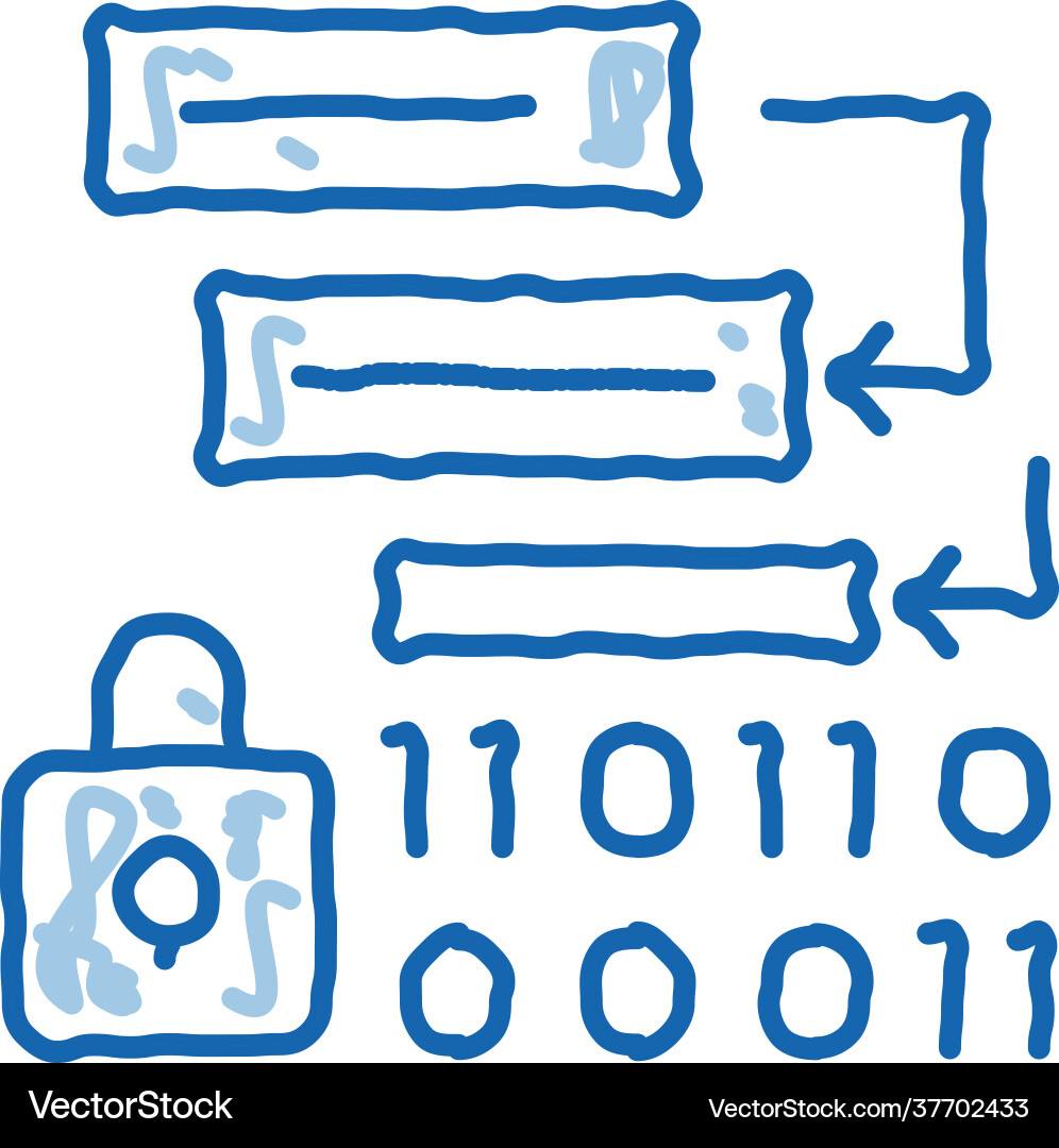 Binary protection algorithm doodle icon hand drawn Binary protection algorithm doodle icon hand drawn vector image