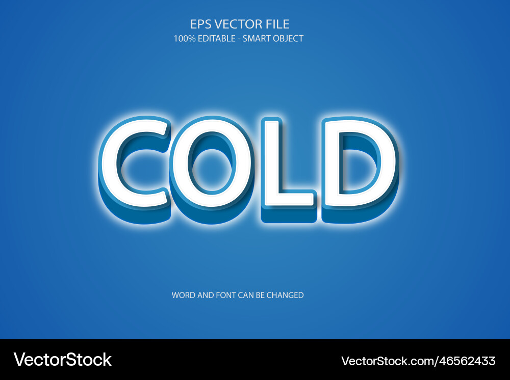 Cold 3d text style effect with blue color vector image
