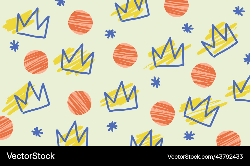 Crown and various shapes pattern background Vector Image