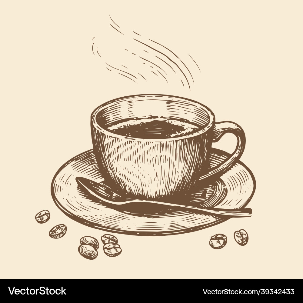 Cup of coffee sketch vintage Cup of coffee sketch vintage vector image