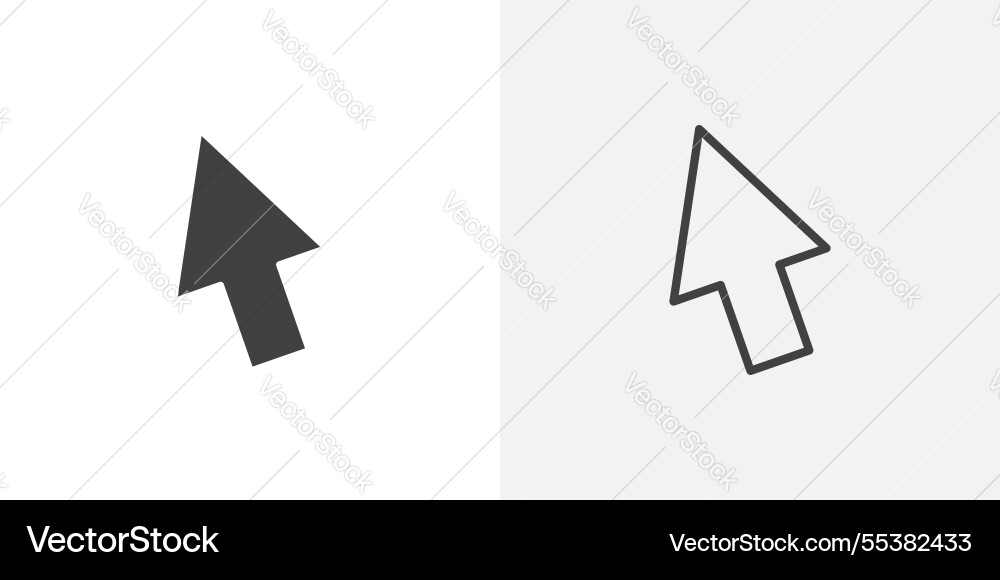 Cursor icons in black fill and liner versions Cursor icons in black fill and liner versions vector image