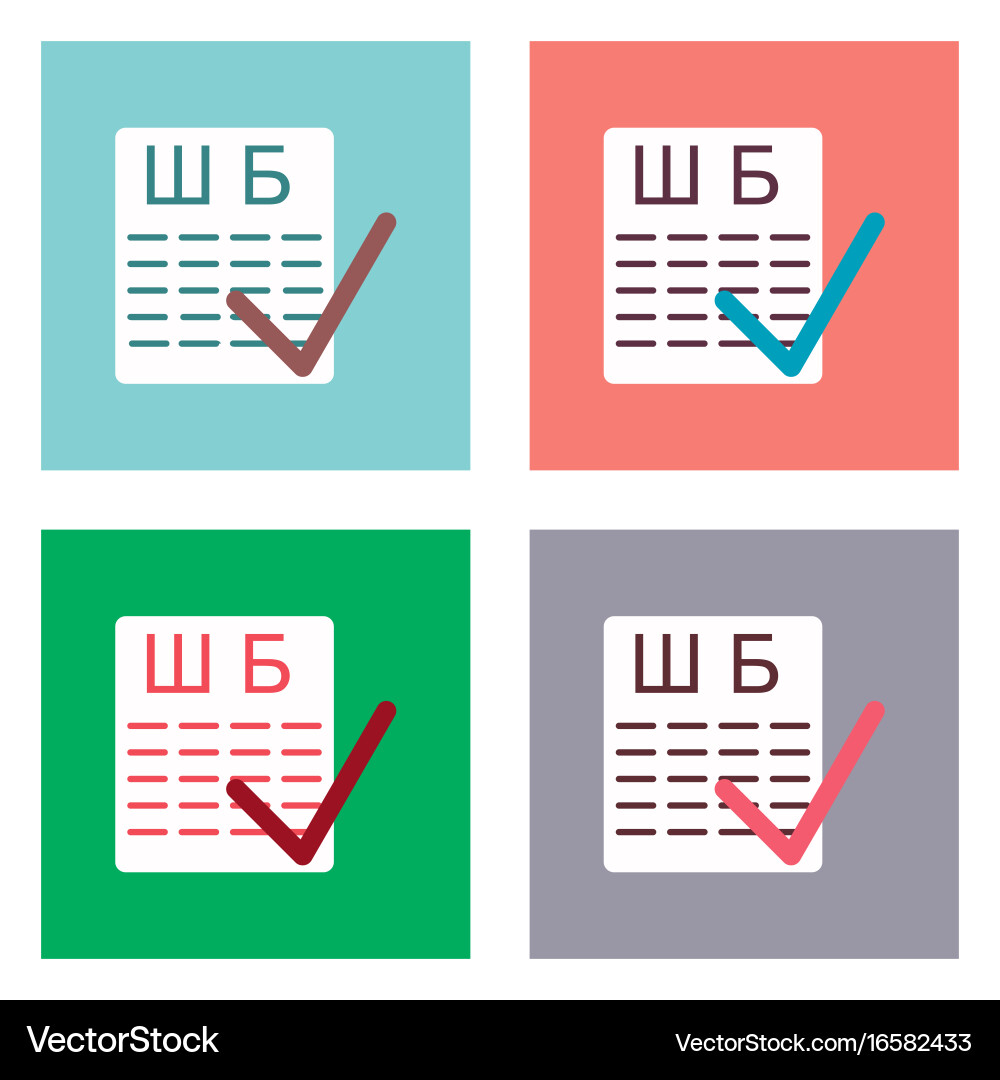 Flat icon design collection eye test with check vector image