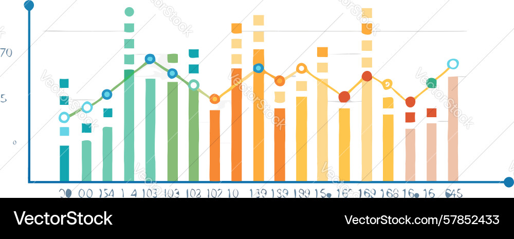 Grid-based line and bar chart for statistics Vector Image