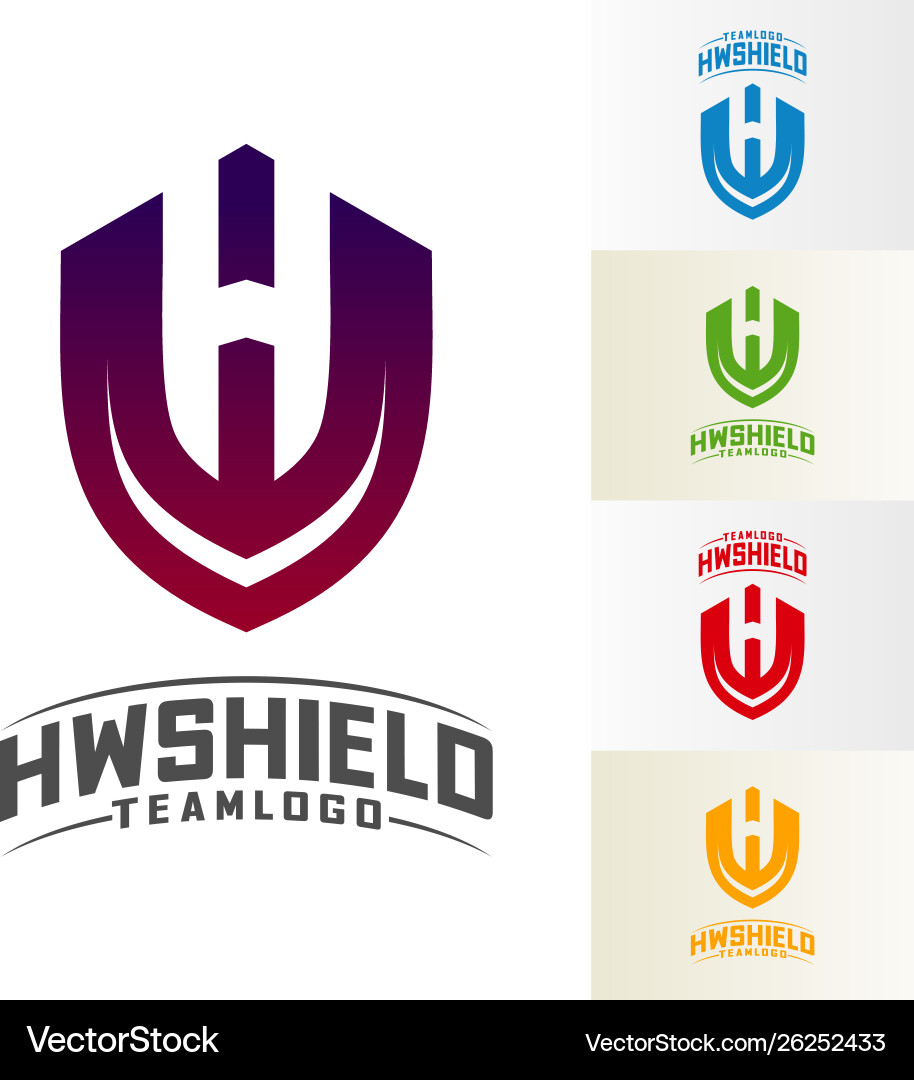 Hw shield logo design initial template Hw shield logo design initial template vector image