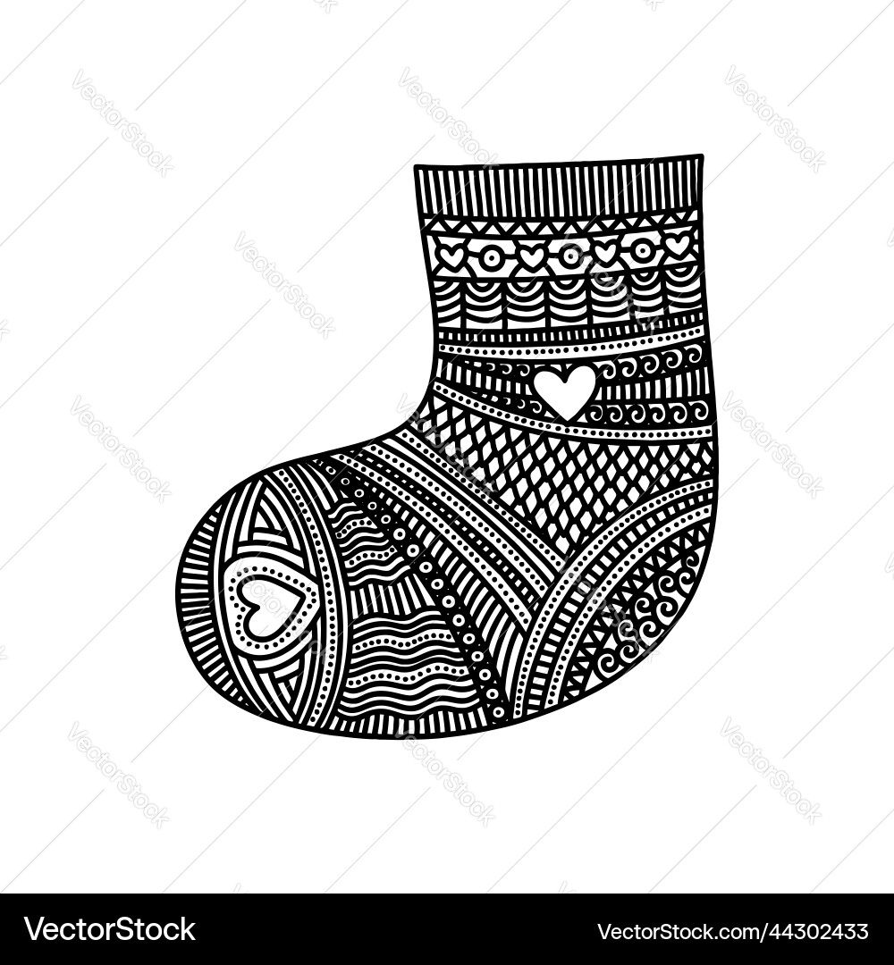 Knitted sock a design element Knitted sock a design element Vector Image