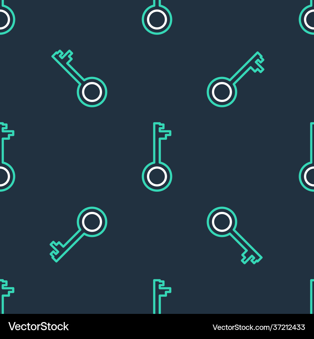 Line old key icon isolated seamless pattern Line old key icon isolated seamless pattern vector image