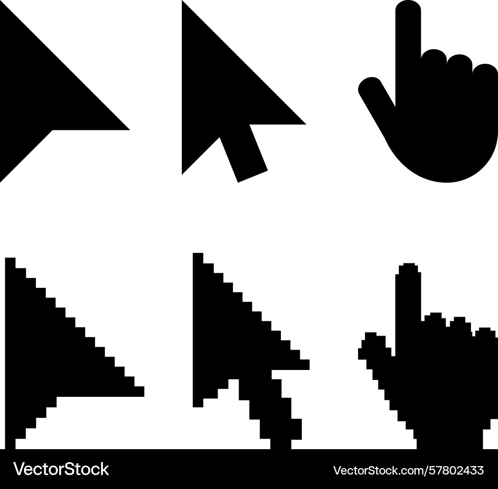 Mouse click pointer icon set Mouse click pointer icon set vector image