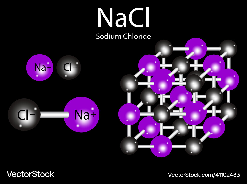Natriumchlorid molekulare Struktur nacl Skelett Natriumchlorid molekulare Struktur nacl Skelett vektorbild