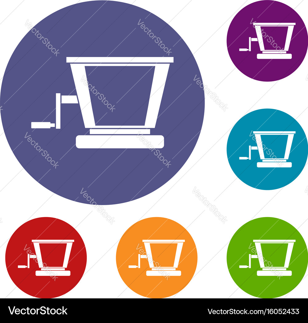 Old grape juicer icons set Vector Image