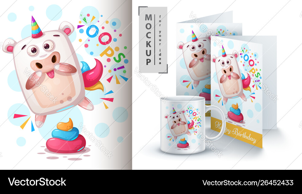 Oops unicorn - mockup for your idea Oops unicorn - mockup for your idea vector image