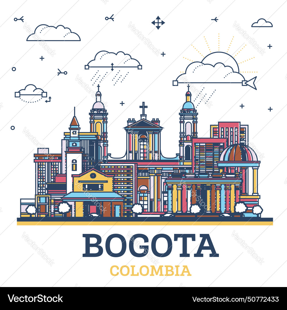 Outline bogota colombia city skyline mit farbigen Outline bogota colombia city skyline mit farbigen vektorbild