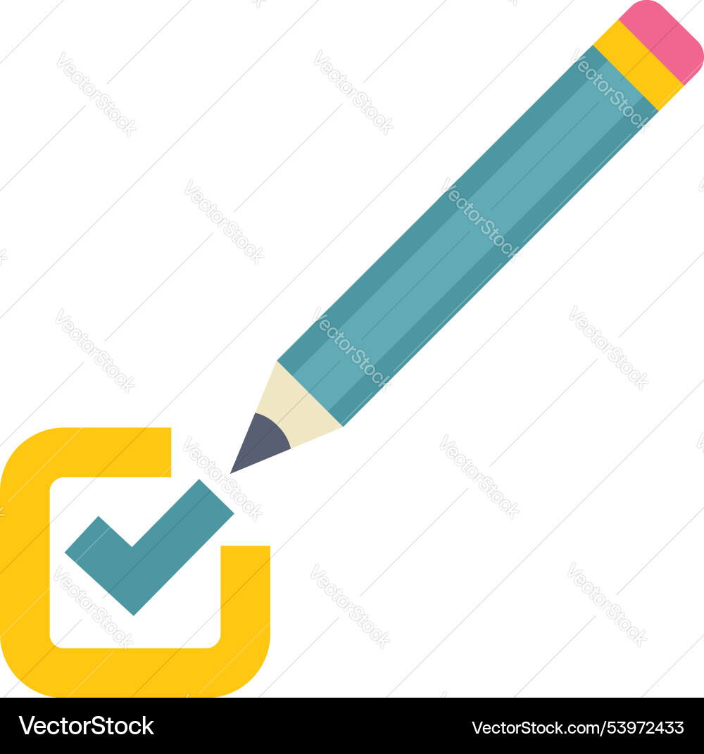 Pencil putting check mark in checkbox icon Pencil putting check mark in checkbox icon vector image