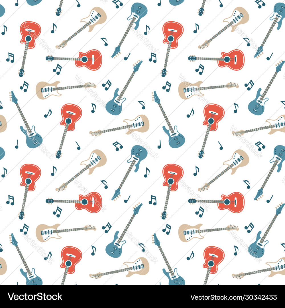 Seamless pattern guitars Royalty Free Vector Image