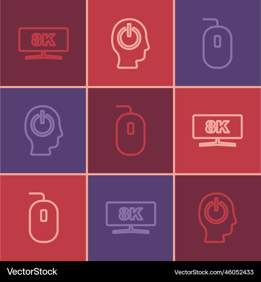 Set line computer monitor mouse and power button Set line computer monitor mouse and power button Vector Image