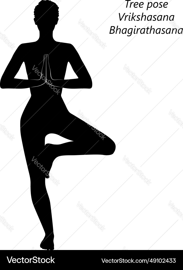 Silhouette von Yoga Pose vrikshasana Silhouette von Yoga Pose vrikshasana vektorbild