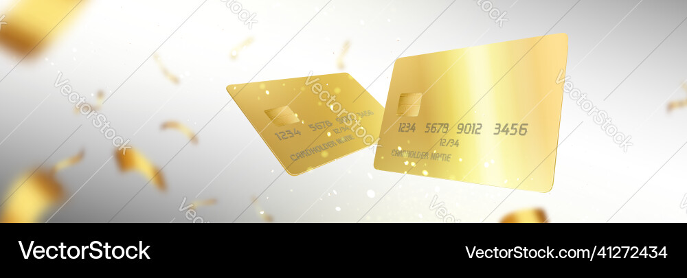 Background with gold credit cards and confetti Background with gold credit cards and confetti vector image