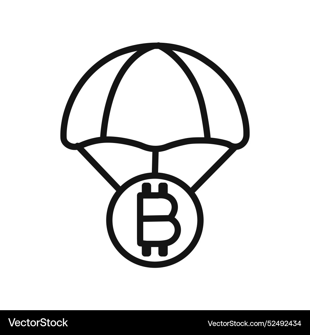 Bitcoin airdrop icon linear graphics set Bitcoin airdrop icon linear graphics set Vector Image