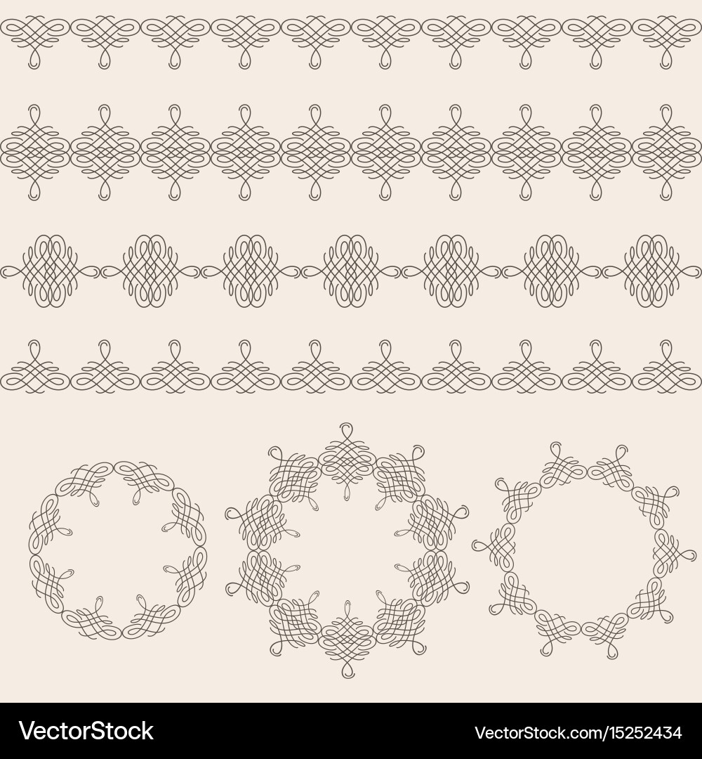 Borders and round frames set collection vector image