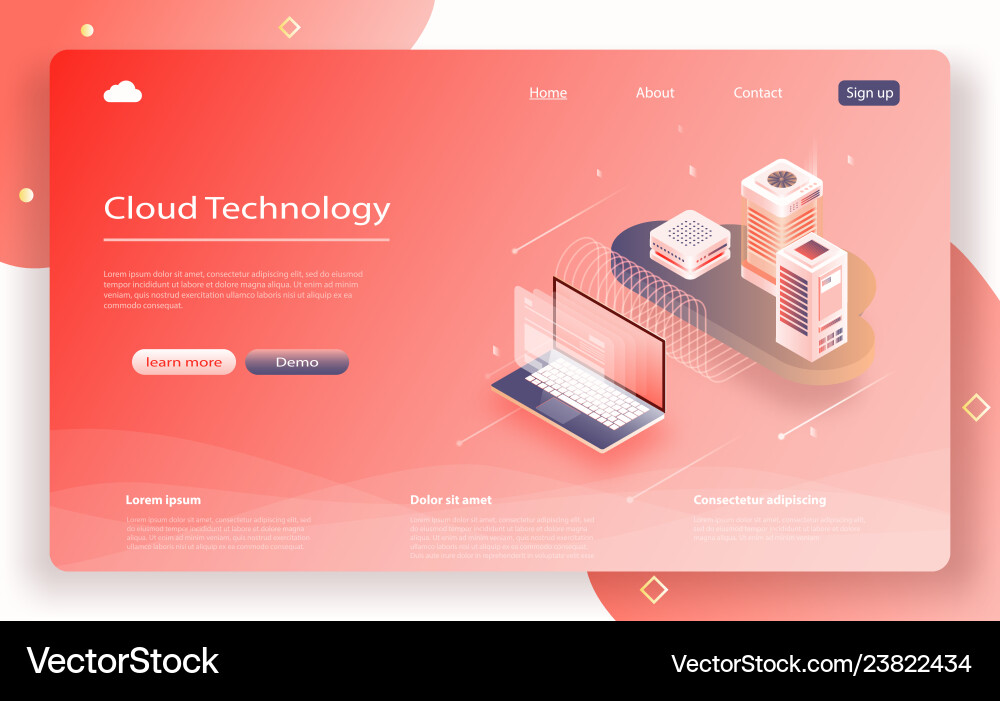 Cloud data storage 3d isometric Vector Image