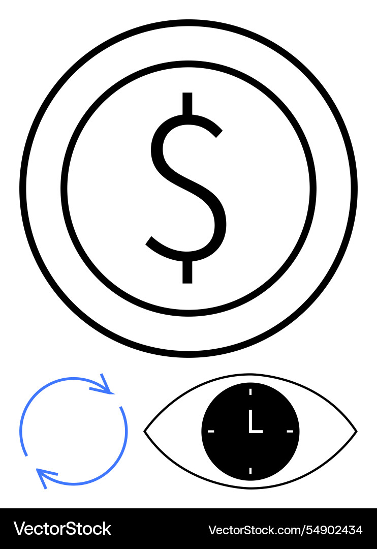 Dollar sign within a circle rotating arrows Dollar sign within a circle rotating arrows vector image
