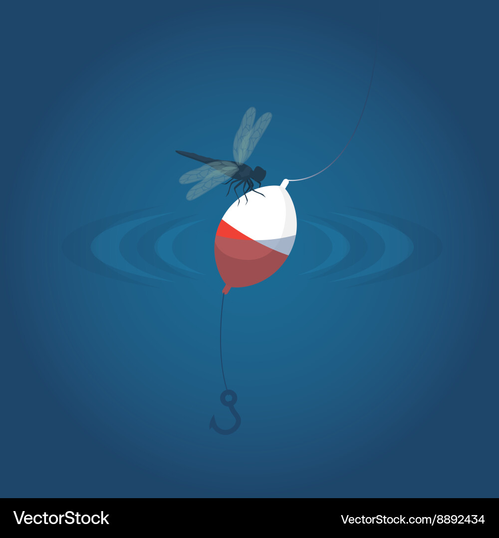 Dragonfly to float in the water with a hook vector image