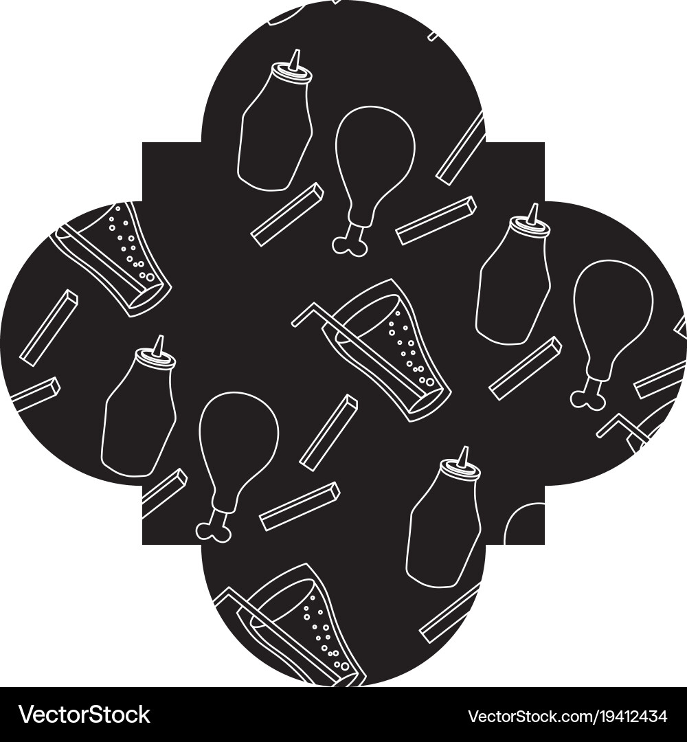 Frame with fast food pattern background Vector Image
