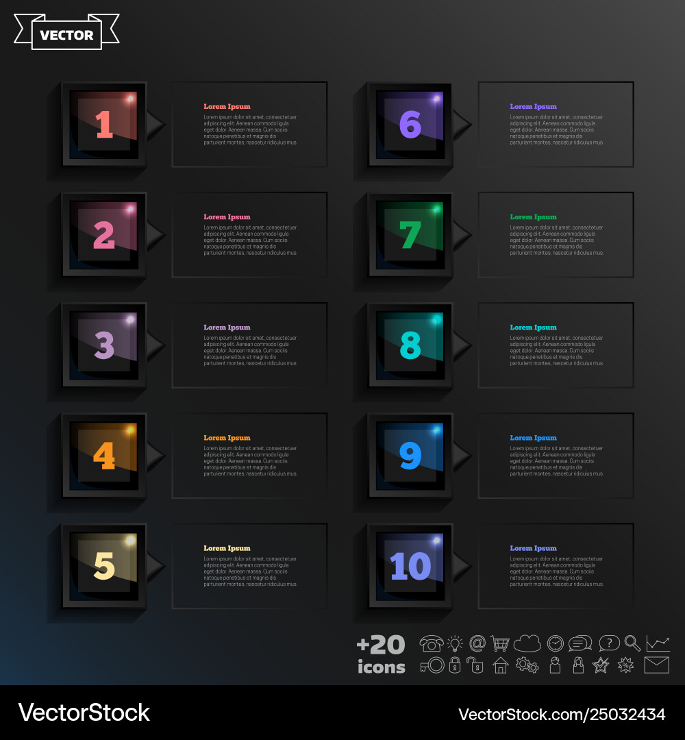 Infographic design list with colorful square Vector Image