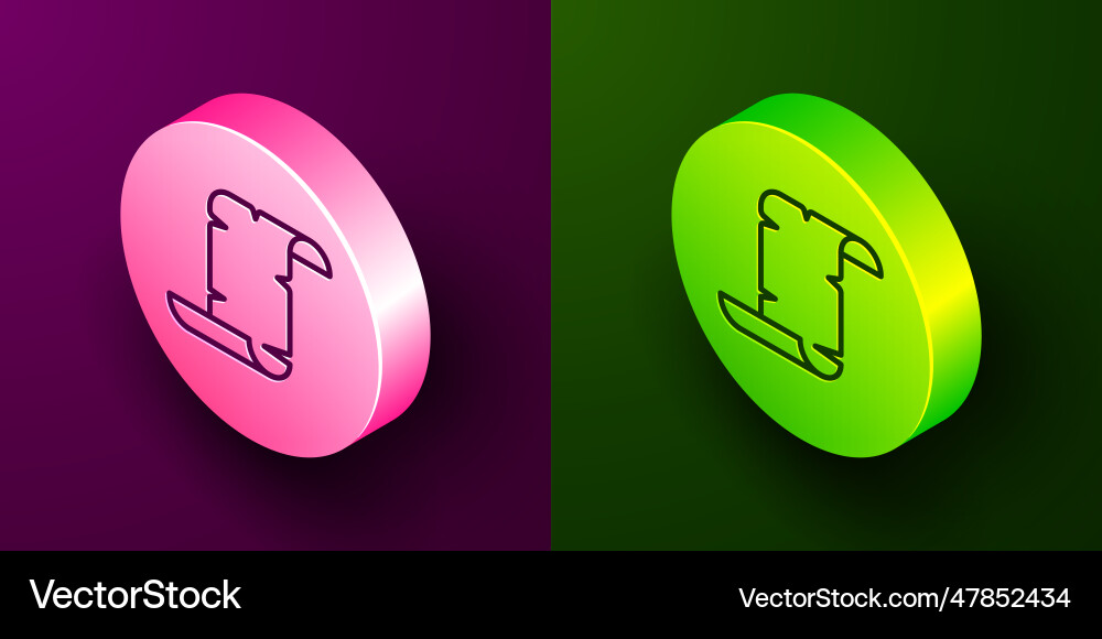 Isometric line ancient papyrus scroll icon Isometric line ancient papyrus scroll icon vector image
