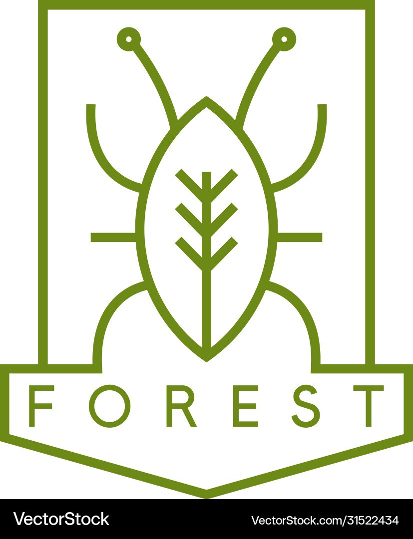 Line art crest with bug and tree vector image