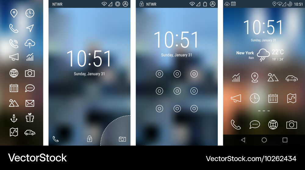 Line mobile ui app smartphone mockups vector image