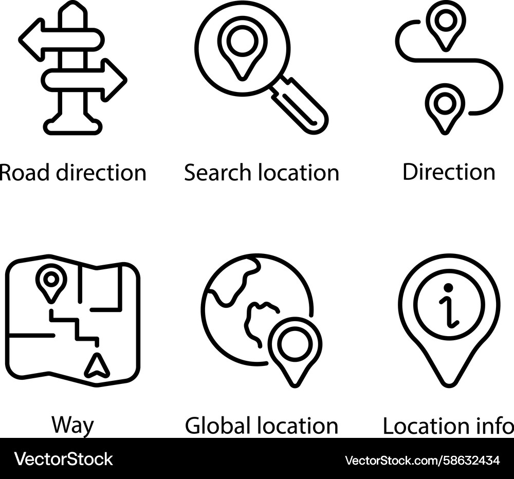 Navigation & Location Search Icons Vector Image