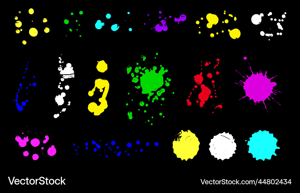 Neon colors graphic elements blobs and spray Neon colors graphic elements blobs and spray Vector Image