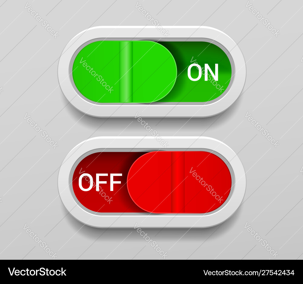 On and off switch buttons template Royalty Free Vector Image