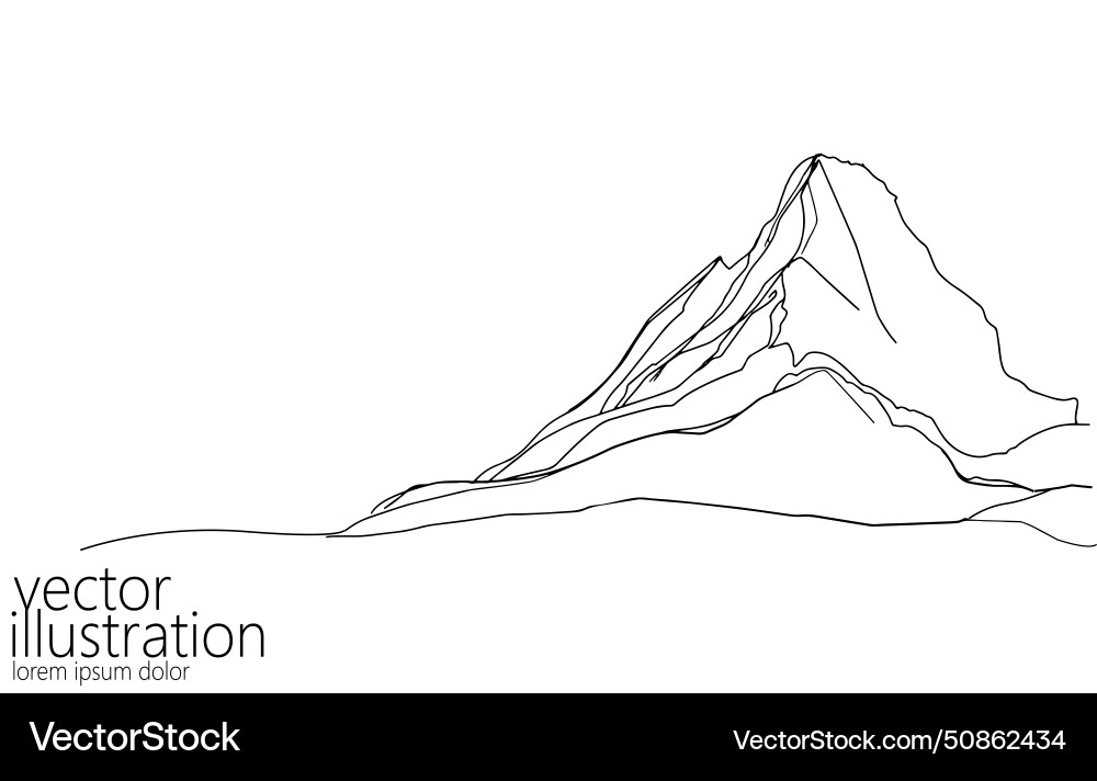 One continuous line mountain symbol simple linear One continuous line mountain symbol simple linear vector image