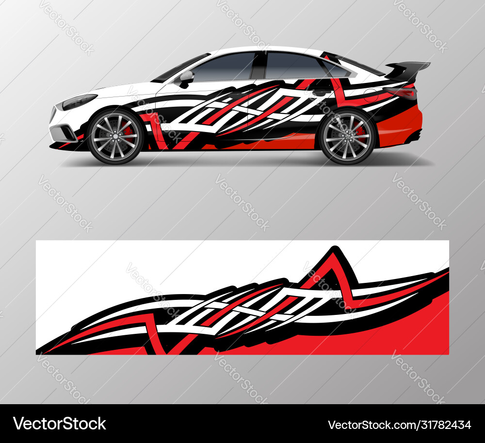 Racing Stripe Decal - Red & Black Vector Image