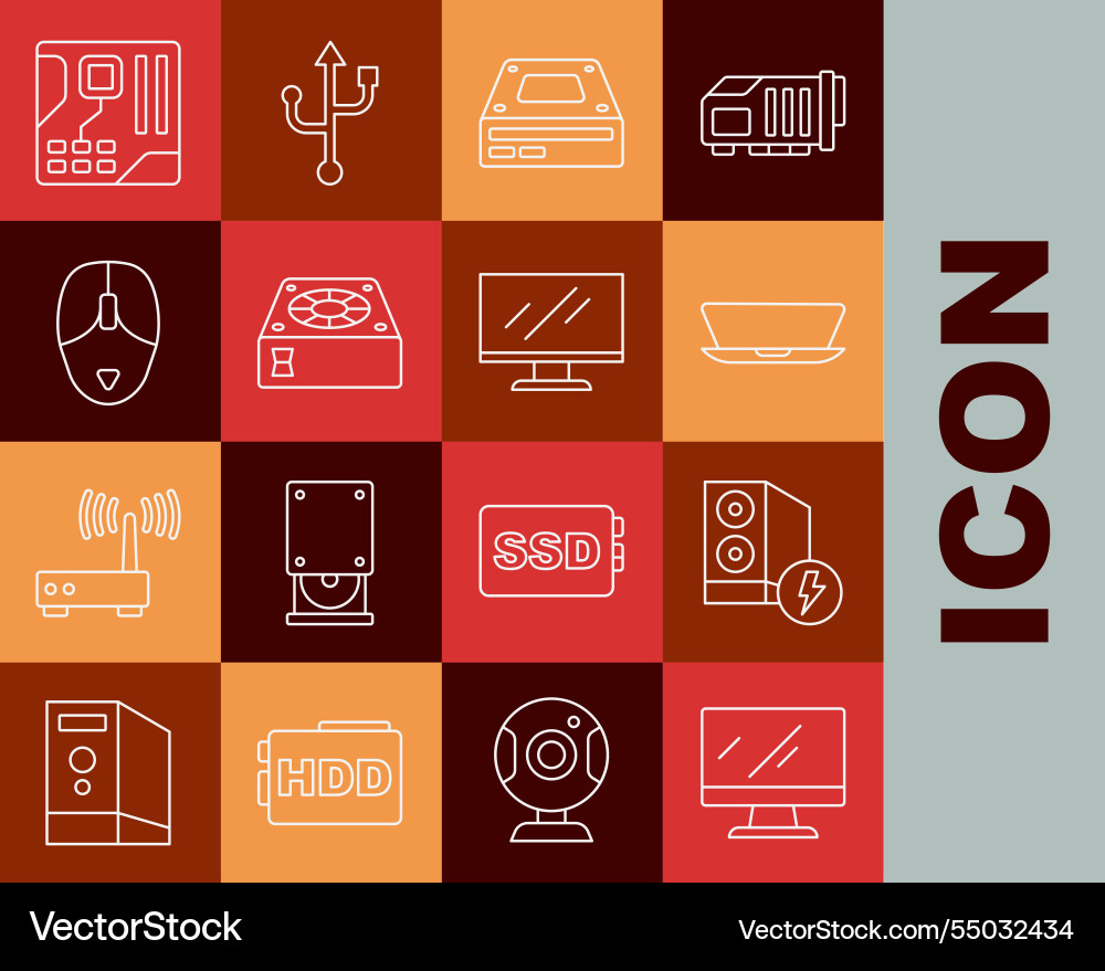 Set line computer monitor screen case Set line computer monitor screen case vector image