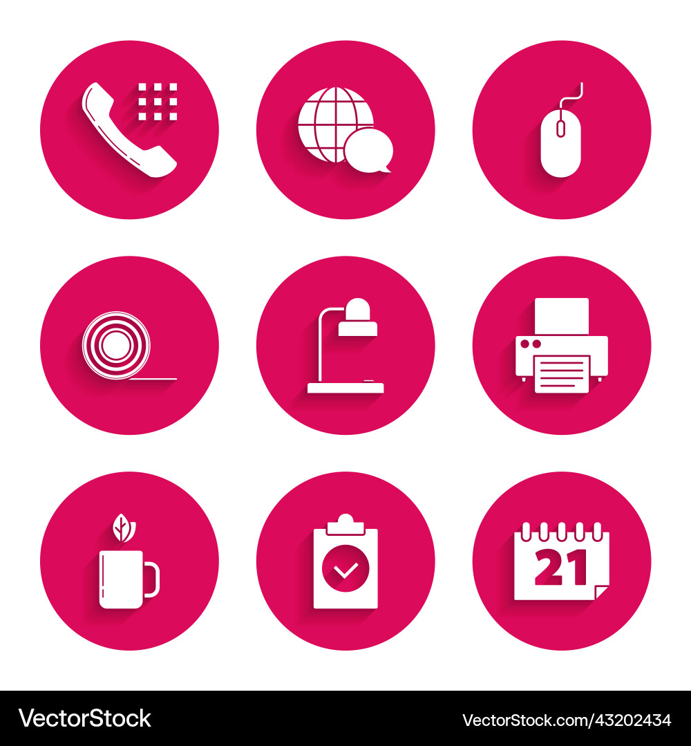 Set table lamp completed task calendar printer Vector Image