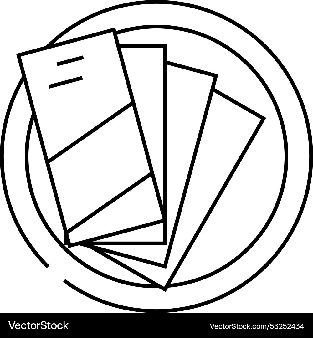 Table with booklets line icon Table with booklets line icon Vector Image