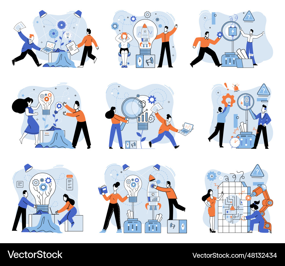 Team solving complex problems teamwork vector image