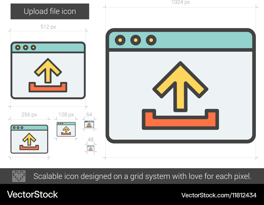 Upload file line icon vector image