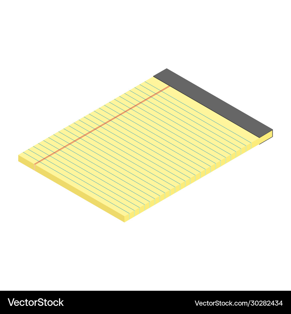 Yellow lined notepad isometric view isolated vector image